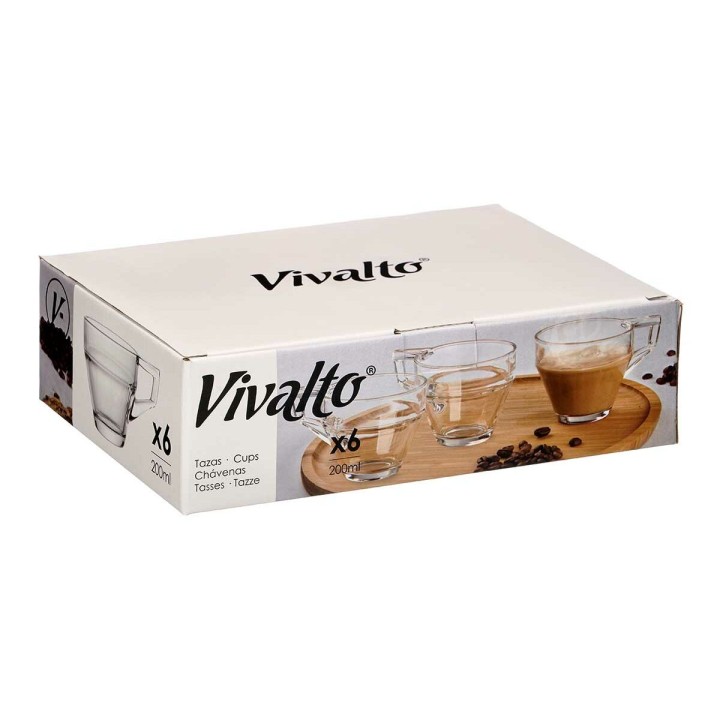 Lot de 6 · Tasse de café et de thé Vivalto Transparent verre 199 ml