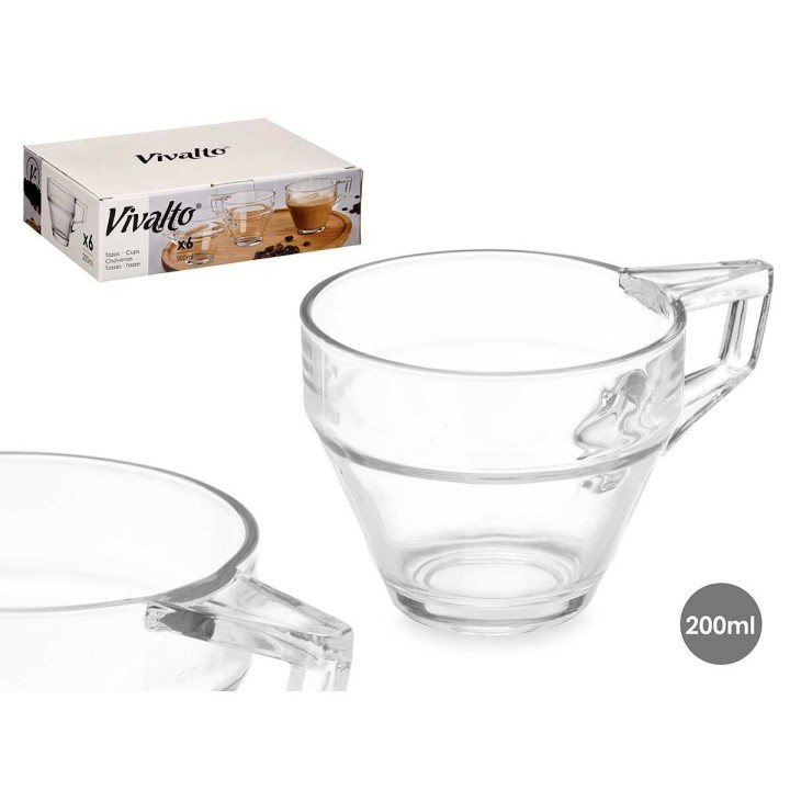 Lot de 6 · Tasse de café et de thé Vivalto Transparent verre 199 ml