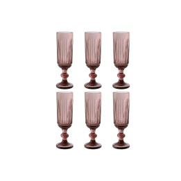 Set de Verres Home ESPRIT Rose Verre 6 x 6 x 18,4 cm (6 Unités)