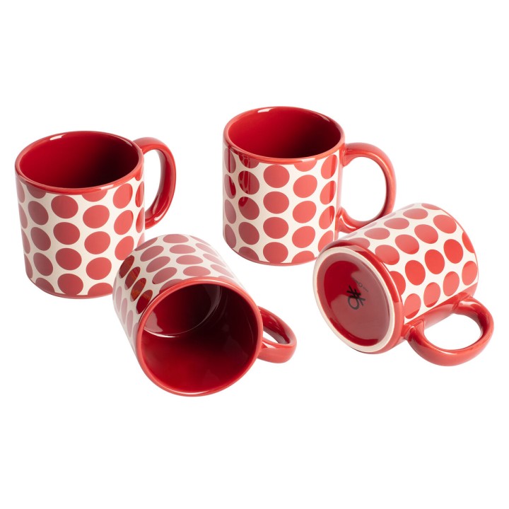 Lot de tasses Benetton Rouge Grès Taupes 4 Pièces
