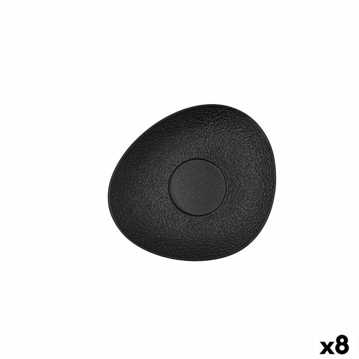 Lot de 8 · Assiette Bidasoa Fosil Noir Céramique Alumine 15,8 x 13,8 x 2 cm Café