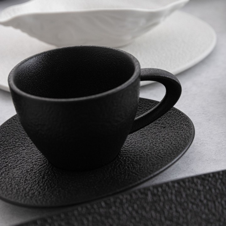 Lot de 8 · Assiette Bidasoa Fosil Noir Céramique Alumine 15,8 x 13,8 x 2 cm Café