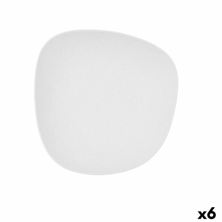 Lot de 6 · Assiette creuse Bidasoa Fosil Blanc Céramique Carré 21,9 x 21,7 x 4,8 cm