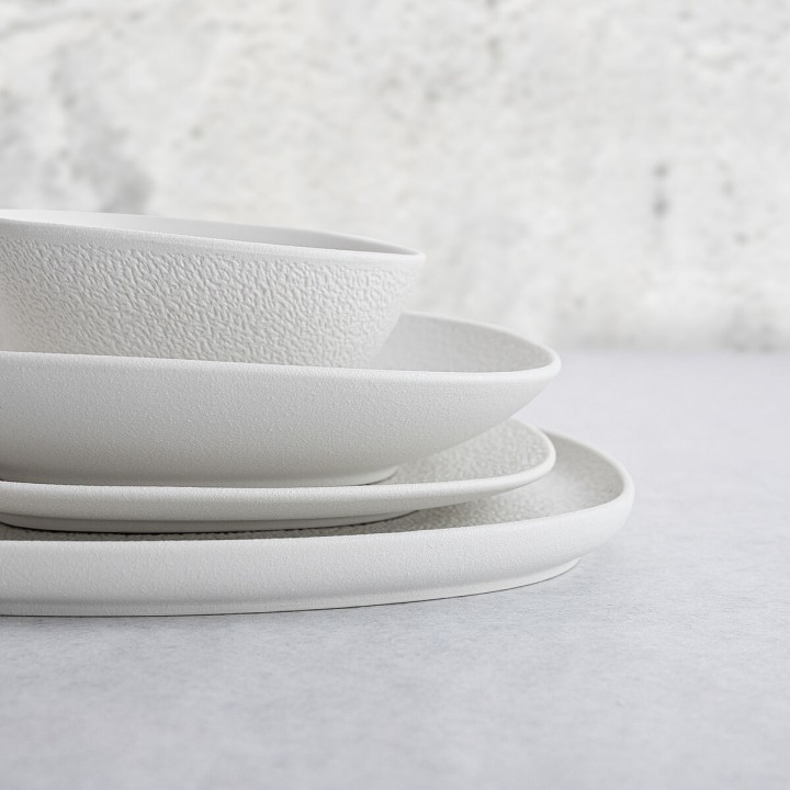 Lot de 6 · Assiette creuse Bidasoa Fosil Blanc Céramique Carré 21,9 x 21,7 x 4,8 cm