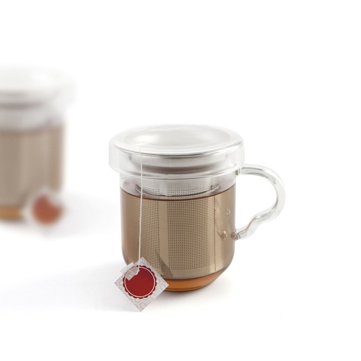 Tasse avec filtre pour infusions Quid Serenia Transparent verre Acier inoxydable 350 ml (12 Unités)