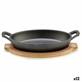 Poêle à tapas Kinvara Marron Gris Bois 22,5 x 4,5 x 12,5 cm 12,5 x 5 x 22,2 cm (12 Unités)