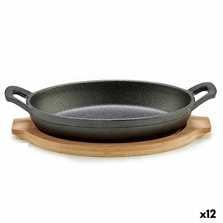 Poêle à tapas Kinvara Marron Gris Bois 22,5 x 4,5 x 12,5 cm 12,5 x 5 x 22,2 cm (12 Unités)
