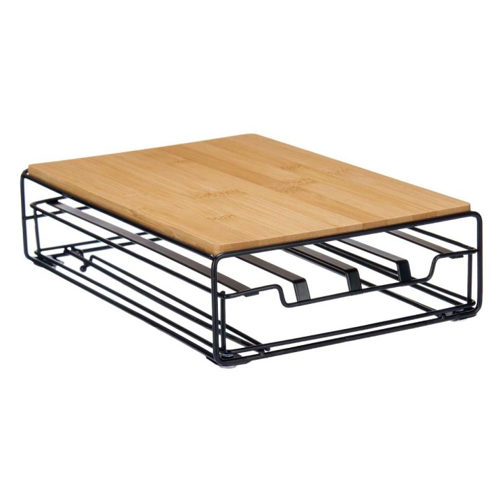Organisateur de capsules de café Kinvara Marron Noir Naturel Métal Bambou 21 x 57 x 8,5 cm 21 x 7,5 x 31 cm 21 x 8,5 x 31 cm