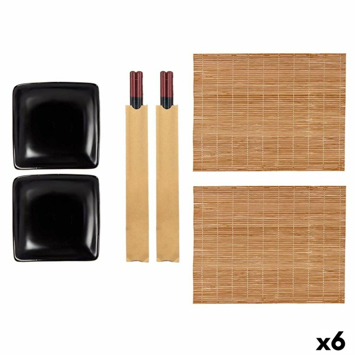 Set de sushi Kinvara Noir Céramique Bambou 20,5 x 3 x 27 cm (6 Pièces) (6 Unités)