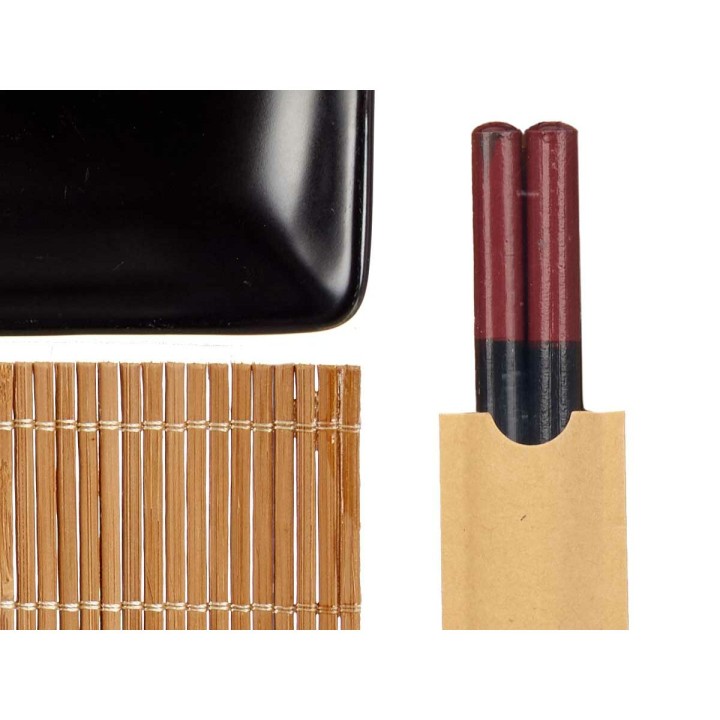 Set de sushi Kinvara Noir Céramique Bambou 20,5 x 3 x 27 cm (6 Pièces) (6 Unités)