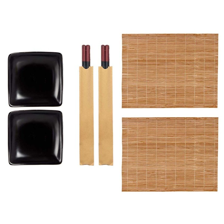 Set de sushi Kinvara Noir Céramique Bambou 20,5 x 3 x 27 cm (6 Pièces) (6 Unités)