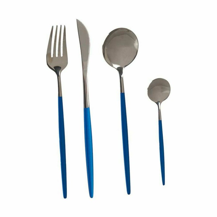 Ensemble de Couverts Kinvara Bleu Argenté Acier inoxydable (12 Unités)