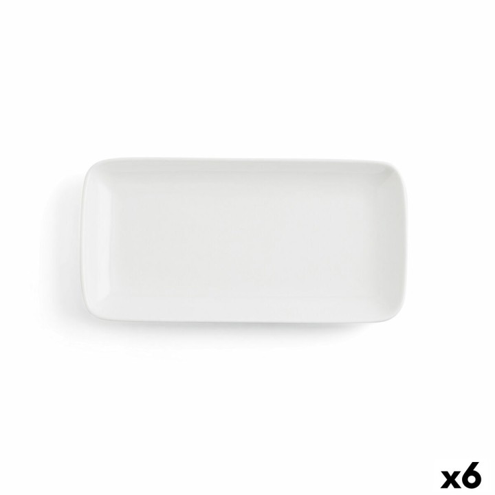 Lot de 6 · Plat à Gratin Ariane Vital Coupe Rectangulaire Céramique Blanc (28 x 14 cm)
