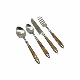 Couverts DKD Home Decor Naturel Argenté Acier inoxydable Acacia (4,5 x 2 x 20 cm)
