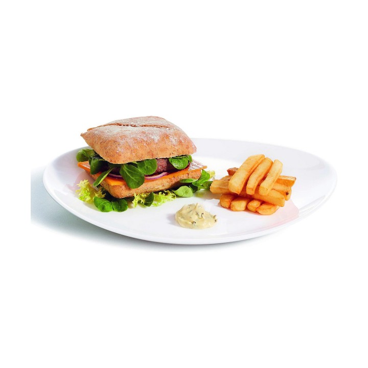 Lot de 6 · Assiette plate Arcoroc Restaurant 30 x 26 cm Blanc verre