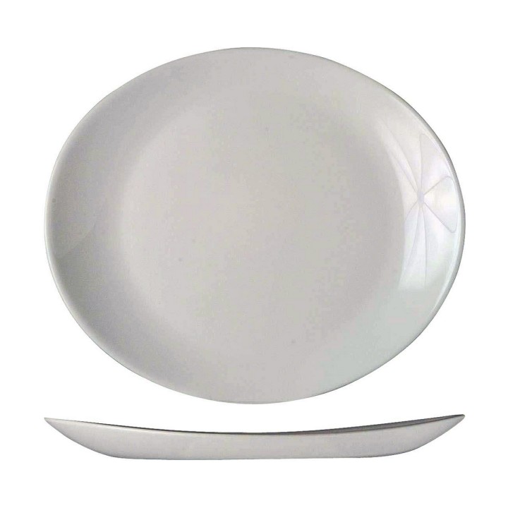 Lot de 6 · Assiette plate Arcoroc Restaurant 30 x 26 cm Blanc verre