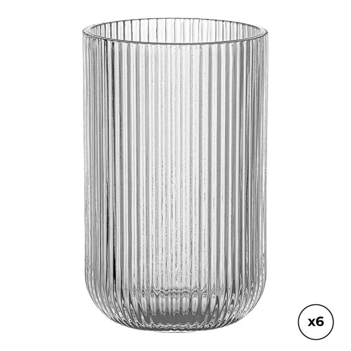 Set de Verres Ovenza Verre Avec relief A rayures 430 ml 6 Unités