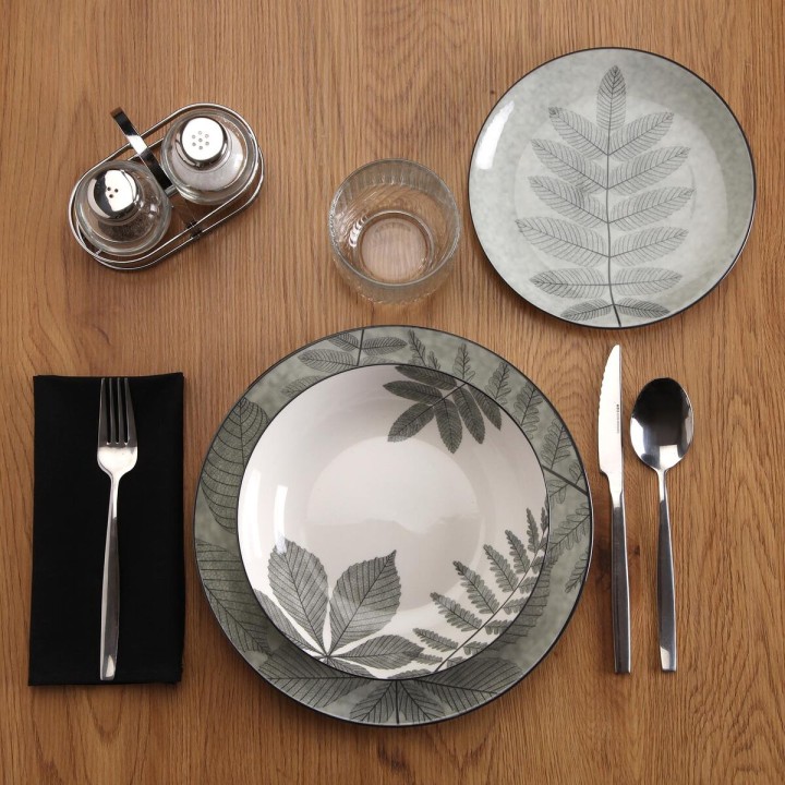 Assiettes Versa Aylen Gris Porcelaine 18 Pièces