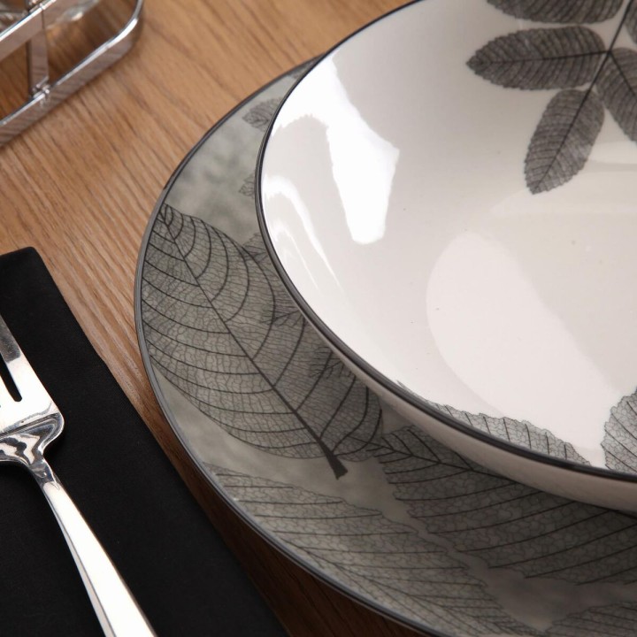 Assiettes Versa Aylen Gris Porcelaine 18 Pièces