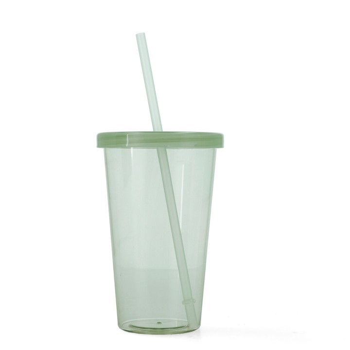 Lot de 12 · Verre avec Paille Quid Quidate Vert Plastique 475 ml