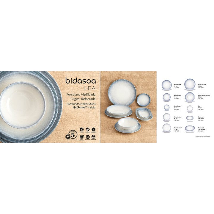 Lot de 6 · Assiette à pâtes Bidasoa Lea Hydrozero Blanc Céramique Ø 26 cm