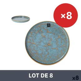 Lot de 8 · Plat à Gratin La Mediterránea Scratch blue Porcelaine Ronde 24,8 x 2,5 cm