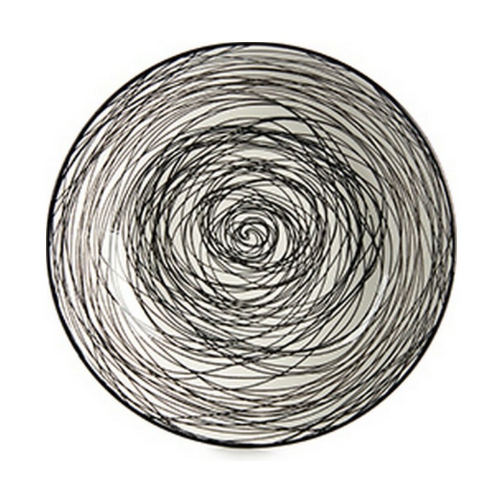 Assiette creuse Vessia Blanc Noir Porcelaine Rayures 20 x 4,7 x 20 cm (6 Unités)