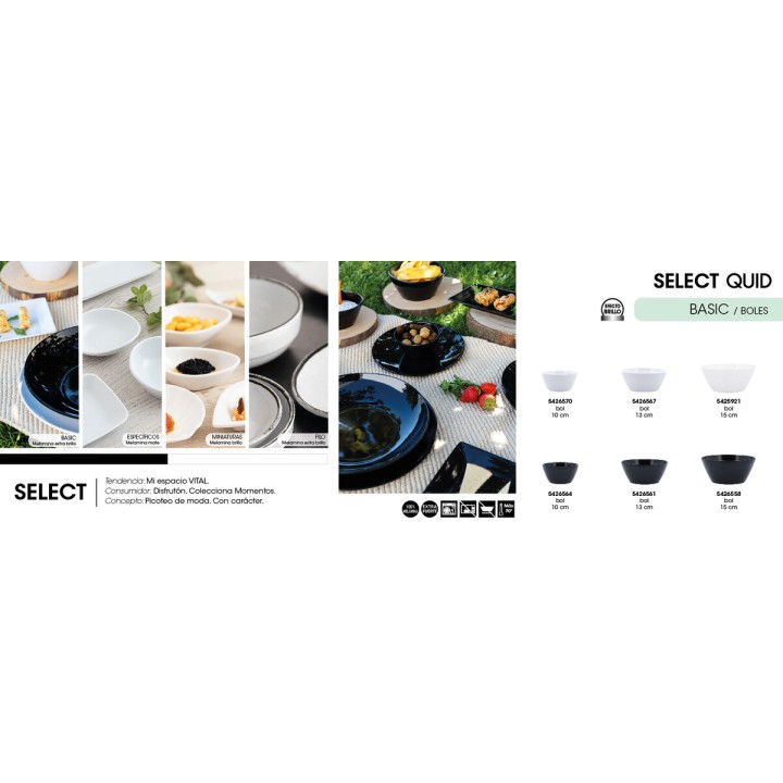 Lot de 24 · Bol pour Apéritifs Quid Select Basic Noir Mélamine 15 cm