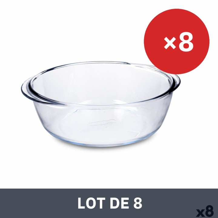 Lot de 8 · Plat à Gratin Pyrex Airfryer Transparent verre Ø 26 cm 2,3 L