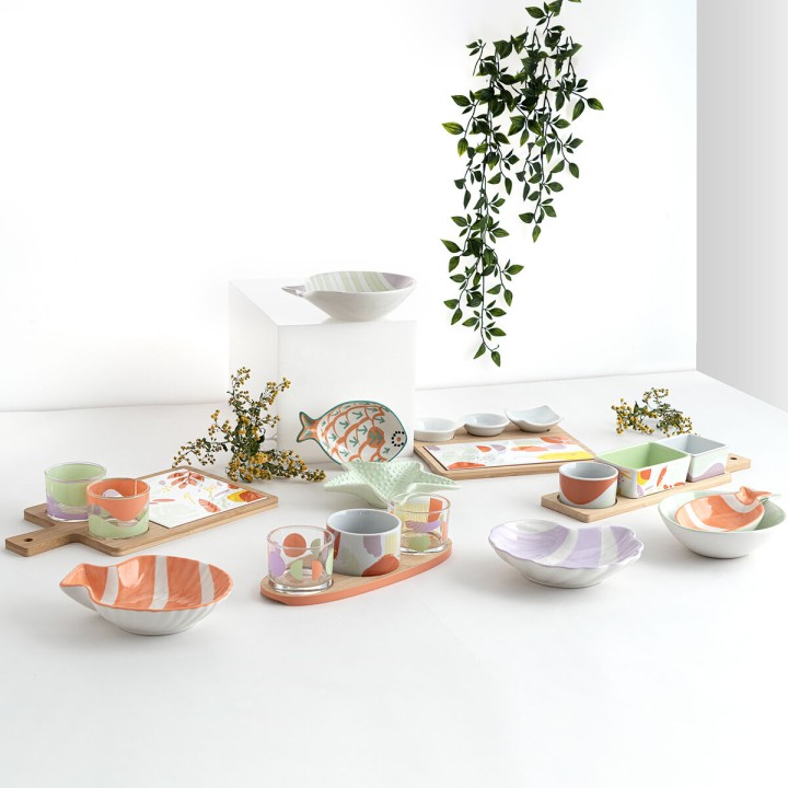 Lot de 4 · Bol pour Apéritifs Quid Kaleido Blanc Céramique 14 x 9 x 3 cm
