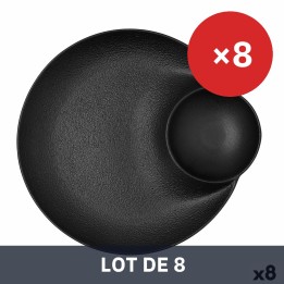 Lot de 8 · Assiette creuse Bidasoa Fosil Noir Céramique 27,5 x 25,7 x 3,6 cm