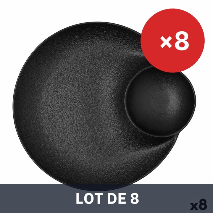 Lot de 8 · Assiette creuse Bidasoa Fosil Noir Céramique 27,5 x 25,7 x 3,6 cm