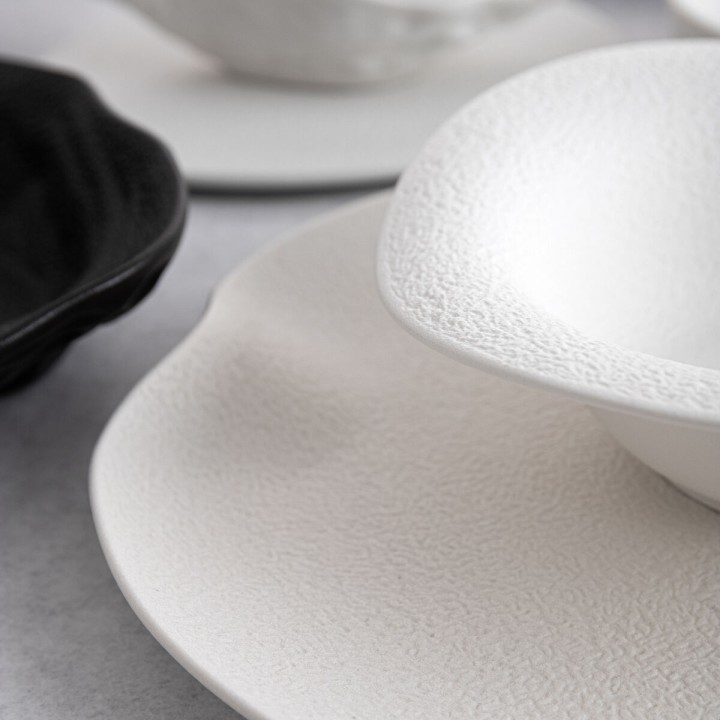 Lot de 8 · Assiette creuse Bidasoa Fosil Noir Céramique 27,5 x 25,7 x 3,6 cm