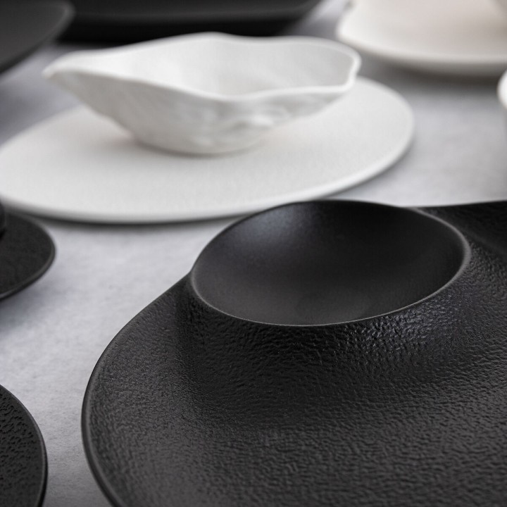 Lot de 8 · Assiette creuse Bidasoa Fosil Noir Céramique 27,5 x 25,7 x 3,6 cm
