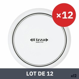 Lot de 12 · Plat pour pizza Luminarc Firend's Time Bistro Blanc Noir verre Ø 32 cm