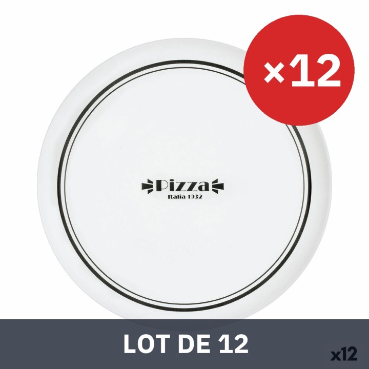 Lot de 12 · Plat pour pizza Luminarc Firend's Time Bistro Blanc Noir verre Ø 32 cm