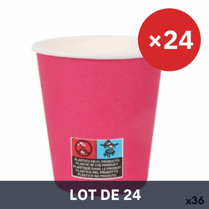 Lot de 24 · Set de Verres Algon Carton Produits à usage unique 200 ml Fuchsia 36 Unités