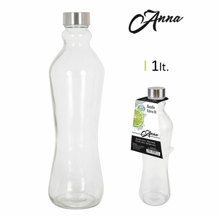 Lot de 12 · Bouteille en Verre Anna 1 L Capsule métallique Métal verre