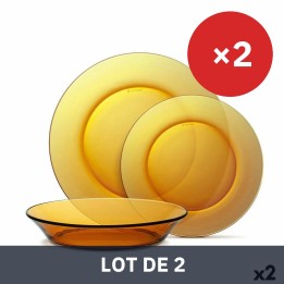 Lot de 2 · Service de Vaisselle Duralex Lys Ambre 12 Pièces
