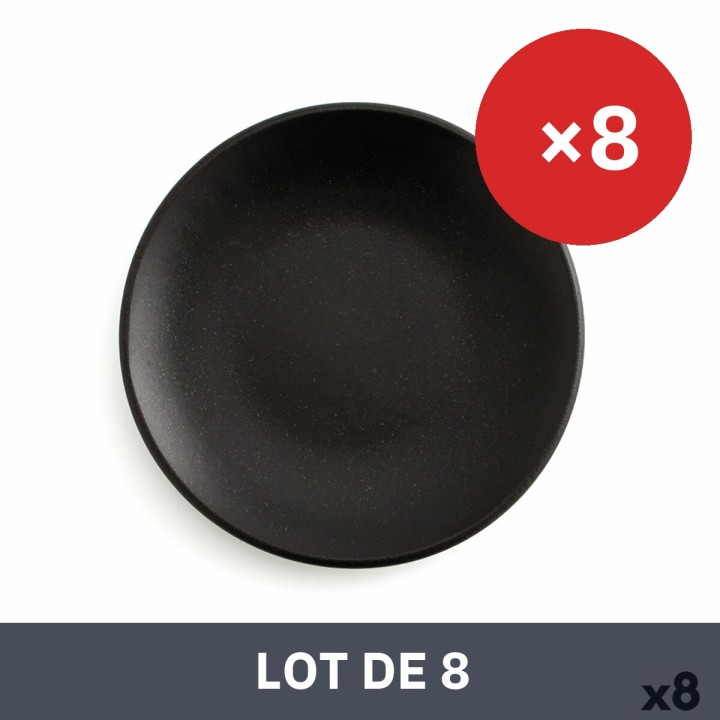 Lot de 8 · Assiette plate Anaflor Barro Anaflor Noir Faïence Ø 29 cm Viande