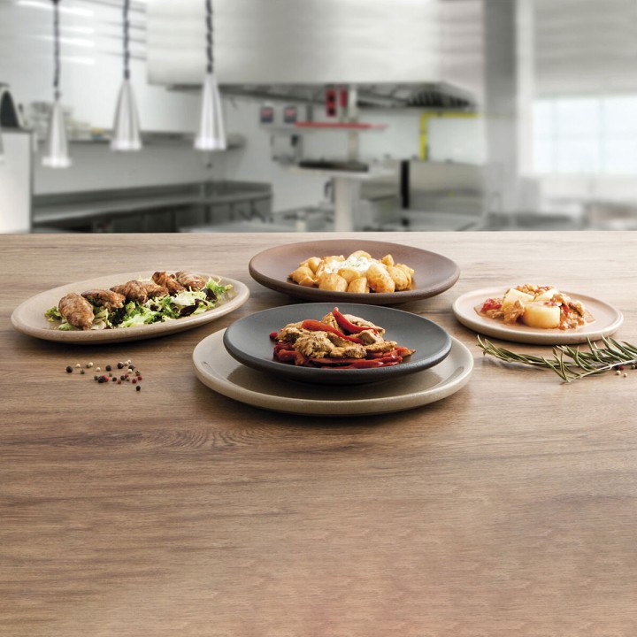 Lot de 8 · Assiette plate Anaflor Barro Anaflor Noir Faïence Ø 29 cm Viande