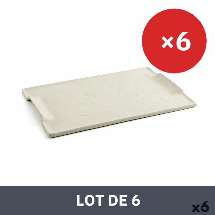 Lot de 6 · Plateau apéritif Quid Mineral Gres Beige Céramique 35 x 23 cm