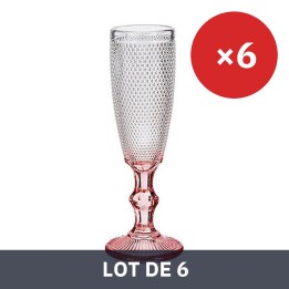 Lot de 6 · Coupe de champagne Vivalto Rose Transparent verre 180 ml