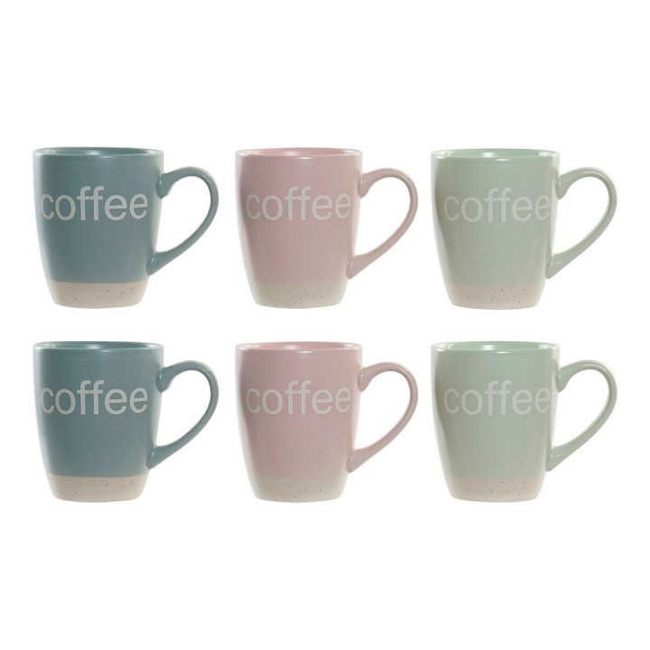 Lot de 3 · Lot de 7 · Tasse mug DKD Home Decor Multicouleur Bleu Rose Bois d'hévéa Vert Grès 160 ml