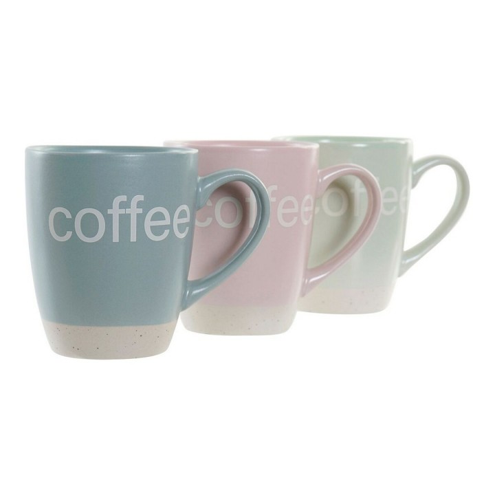 Lot de 3 · Lot de 7 · Tasse mug DKD Home Decor Multicouleur Bleu Rose Bois d'hévéa Vert Grès 160 ml
