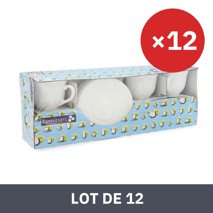 Lot de 12 · Lot de tasses avec soucoupes Luminarc Trianon (6 pcs) Blanc verre 220 ml