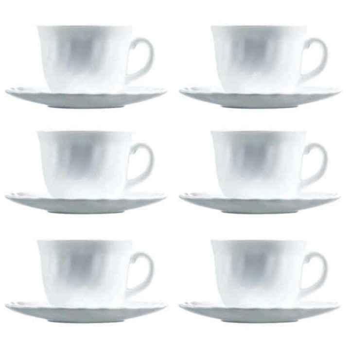 Lot de 12 · Lot de tasses avec soucoupes Luminarc Trianon (6 pcs) Blanc verre 220 ml