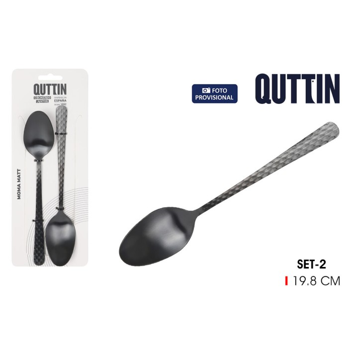 Cuillère de table Quttin MOMA Noir 19,8 x 3,8 cm 2 Pièces (12 Unités)