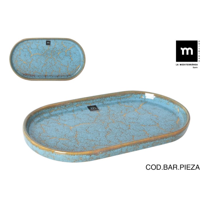 Plat à Gratin La Mediterránea Scratch blue Porcelaine Oblongue 25,3 x 13,5 x 2 cm (8 Unités)