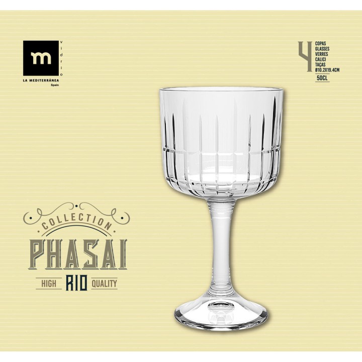 Verre La Mediterránea Phasai rio Transparent verre 500 ml (24 Unités)